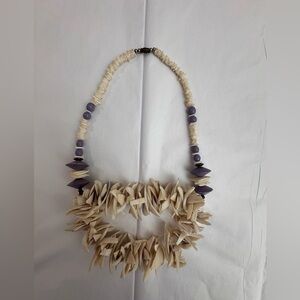 Cream and Lavender Statement Shell Necklace